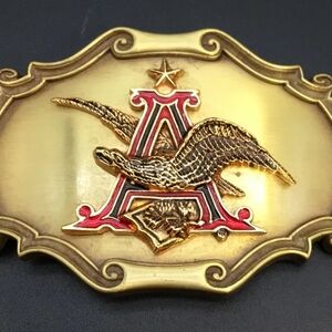 Gold Belt Buckle with Eagle and Red Letter A